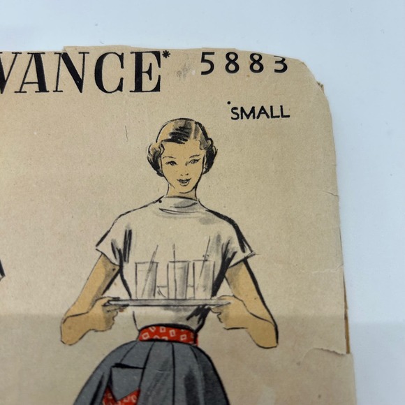 Advance Vintage 1950's Pattern #5883 Half Aprons 3 Styles Size Small - Picture 3 of 6